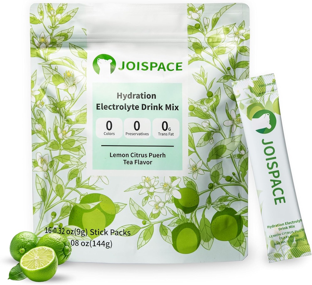 JOISPACE Electrolyte Drink Mix with Tea Polyols | Hızlı Hydration & Electrolytes Boost | Non-GMO, Vegan, Gluten-Free | Lemon Lime Tea, 16 Hizmet