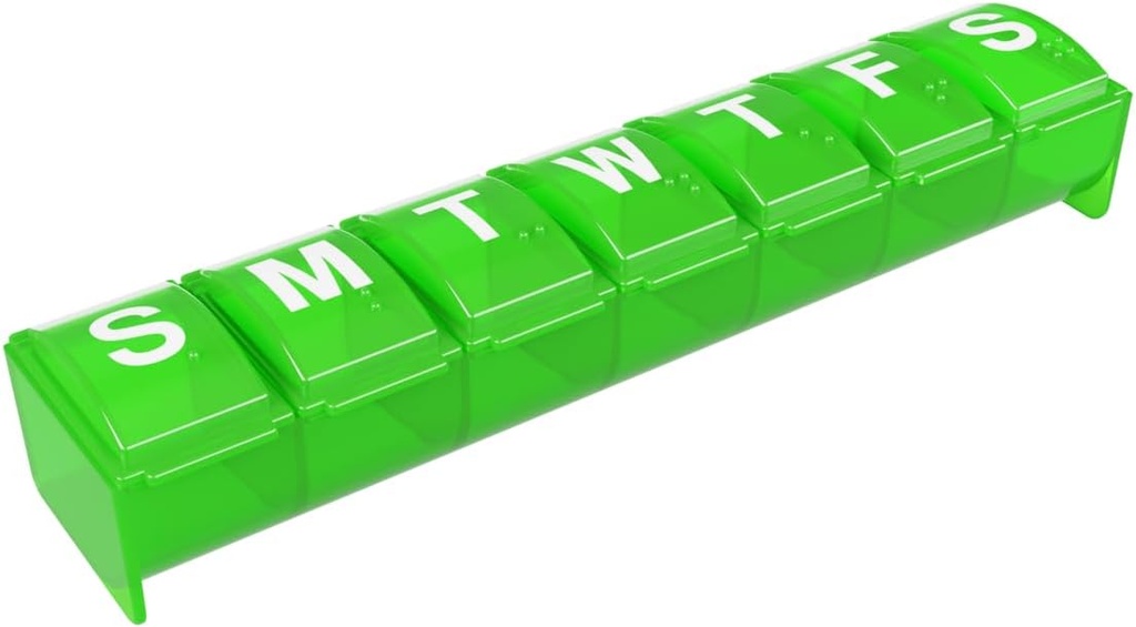 EZY DOSE Weekly (7-Day) Pill Organizer, Tıp Planlayıcısı Easy Pill Removal, Faraday-Free Vitamin Box, Travel-Friendly Pill Case, Dayanıklı & Portatif, Renk Vary