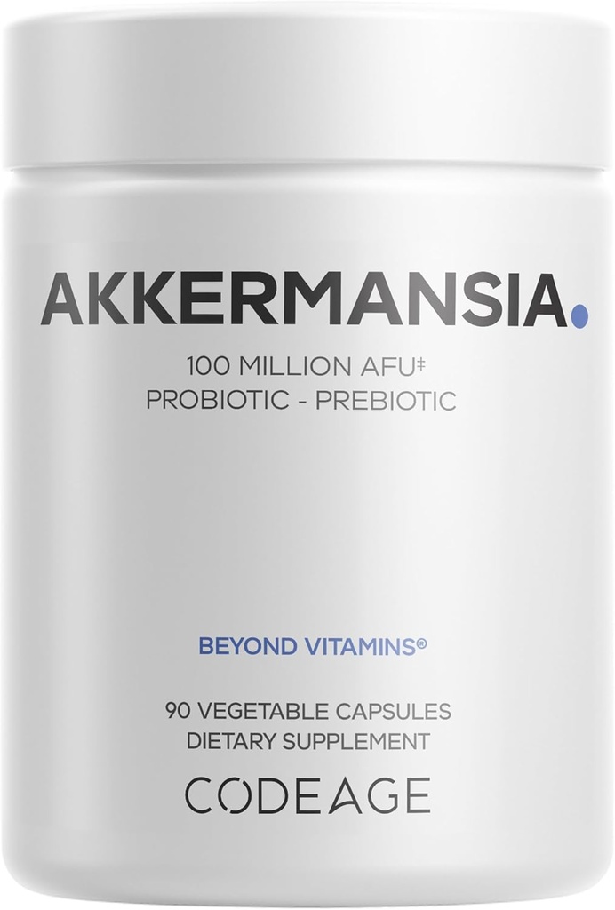 Kodage Akkermansia Muciniphila Probiyotik Supplement - 3Month Supply of Akkermansia & Chicory Inulin - Daily Synbiyotik Probiyotik Chicory Root - 100 Milyon AFUs - Gluten-Free - 90 Capsules
