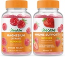 Lifeable Magnezyum + Immune Support, Gummies Sche - Great Tasting, Vitamin Supplement, Gluten Free, GMO Free, Chewable Gummy Gummy
