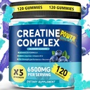 Erkekler ve Kadınlar için servis başına 6500 mg CUMHURBAŞKANI - 120 Gummies X5 Güçlü Şeker Kas Builder, Kas Güçlü, Pre-Workout Supplement (Maviberry)