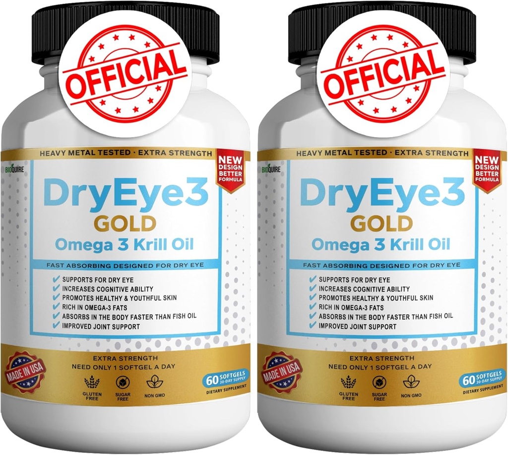 Kuru Eye 3 Gold Omega 3 Krill Oil Extra Strength, 60 Softgels, Kuru Eye Support, Non-GMO, Gluten Free, Sugar Free (2)
