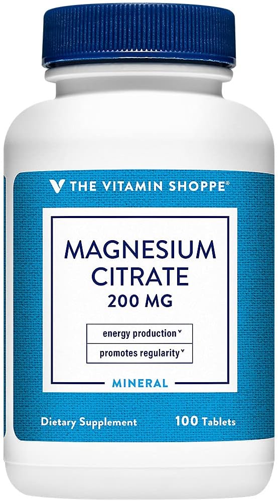 Magnezyum Citrate 200 mg Tabletleri, Batarya Rahatlama için Magnezyum Citrate - Destekler Nerve, Kalp ve Kas Fonksiyonlu - Enerji Üretimi (100 Tabletler) Vitamin Shoppe