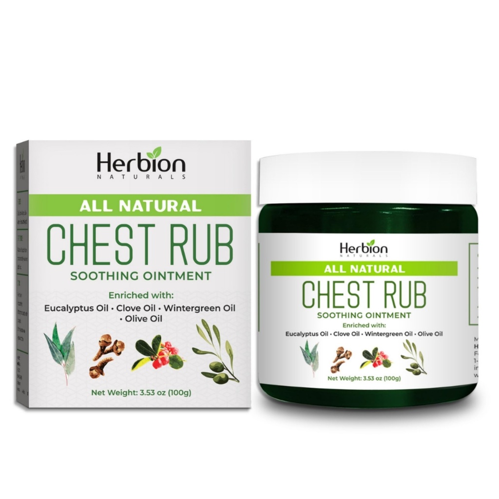 HERBION Naturals Chest Rub - Soothing Ointment with Soothing Vapors for Yetişkinler & Çocuklar 2+ - Relieves Cough, Cold, Nasal & Chest Congestion - The Muscle & Common Aches (3.53 Oz)