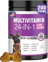 24in-1 Köpek Vitaminleri ve Supplements 200 Ct Köpekleri Multivitamin Chewable Contain Chondroitin Probiyotiks Omega-3 Glucosamine Köpekler için Skin Coat Heart Ortak Gut Liver Brain Eyes Immune Support - Chicken