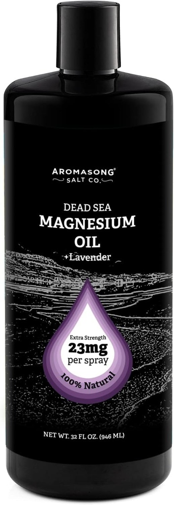 Aromasong Magnezyum Lavender - Her Spritz'te Ekstra Kuvvet 23 mg) 32 Oz Refill Şişe, Doğal ve Saf Magnezyum Yağı - ABD'de Yapılacak - Leg Discomfort ve Calm Sleep için