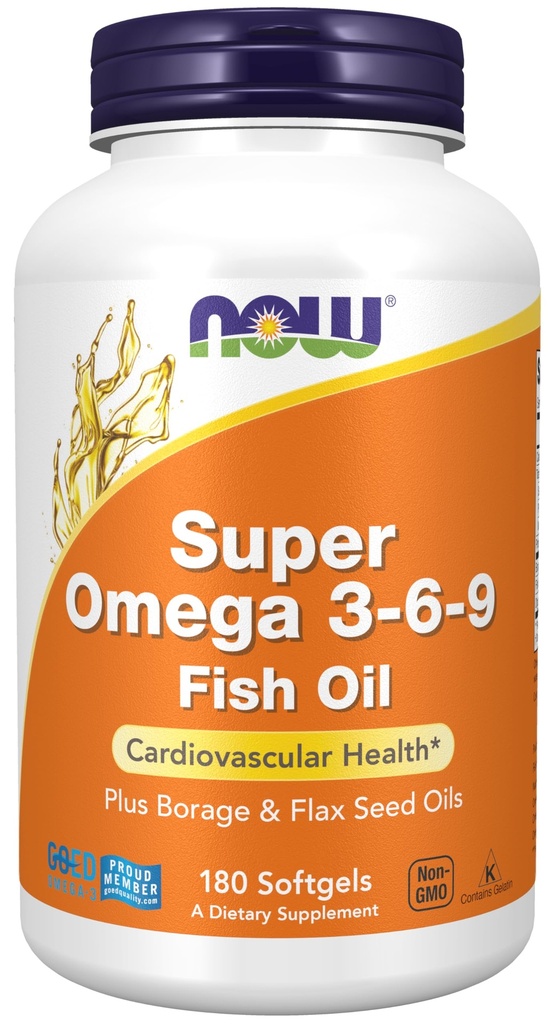 Şimdi Gıdalar Tamamlıyor, Super Omega 3-6-9 1200 mg bir balık, Borage ve Flax Tohum Petrolleri, 180 Softgels