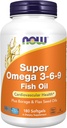 NOW Συμπληρώματα Τροφίμων, Super Omega 3-6-9 1200 mg με ένα μείγμα των ψαριών, Borage και flax σπορέλαια, 180 Softgels