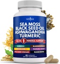 NEW AGE Sea Moss Black Seed Oil Ashwagandha Turmeric Bladderwrack Burdock - Manuka, Honey Dandelion, ACV Black Pepper Gluten Free