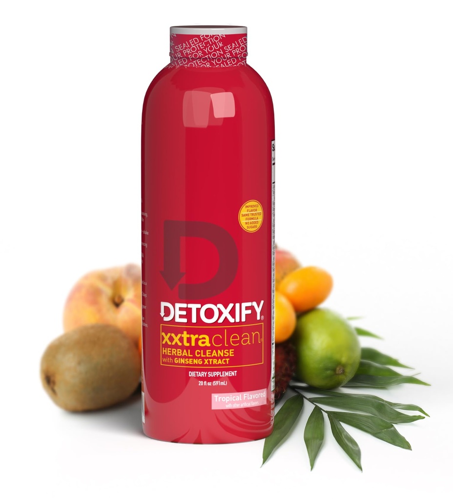 Detoxify – Xxtra Clean Herbal – Tropikal Meyve Flavor - 20 oz - Profesyonel olarak Ekstra Güçlü Herbal Detox İçilir - Butle Ekstraksiyon ile Geliştirildi - Plus Style