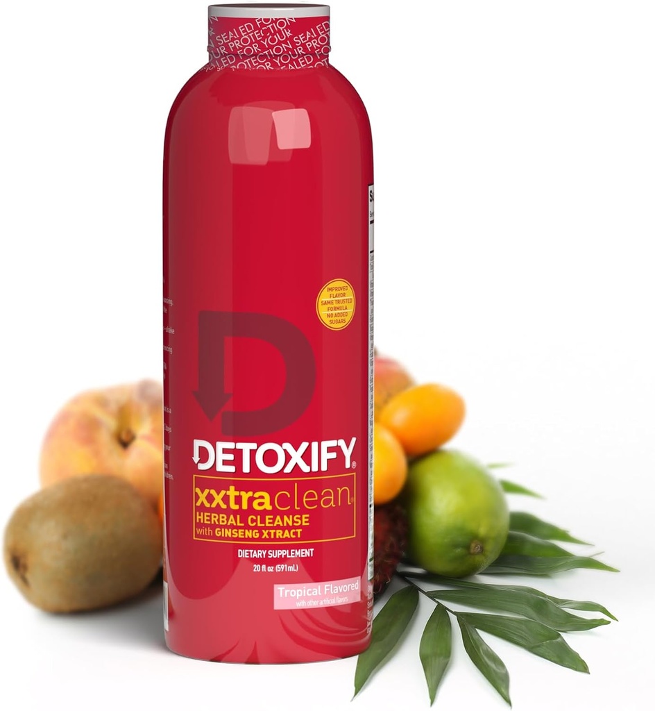 Detoxify – Xxtra Clean Herbal – Tropikal Meyve Flavor - 20 oz - Profesyonel olarak Ekstra Güçlü Herbal Detox İçilir - Butle Ekstraksiyon ile Geliştirildi - Plus Style