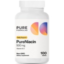 PureFormulas Καθαρή Νιασίνη - Βιταμίνη Β3, 500 mg Άμεση απελευθέρωση Νιασίνη 500mg - Νικοτινικό οξύ 100 δισκία - Μη- ΓΤΟ Β3 Βιταμίνες Niacin Συμπλήρωμα
