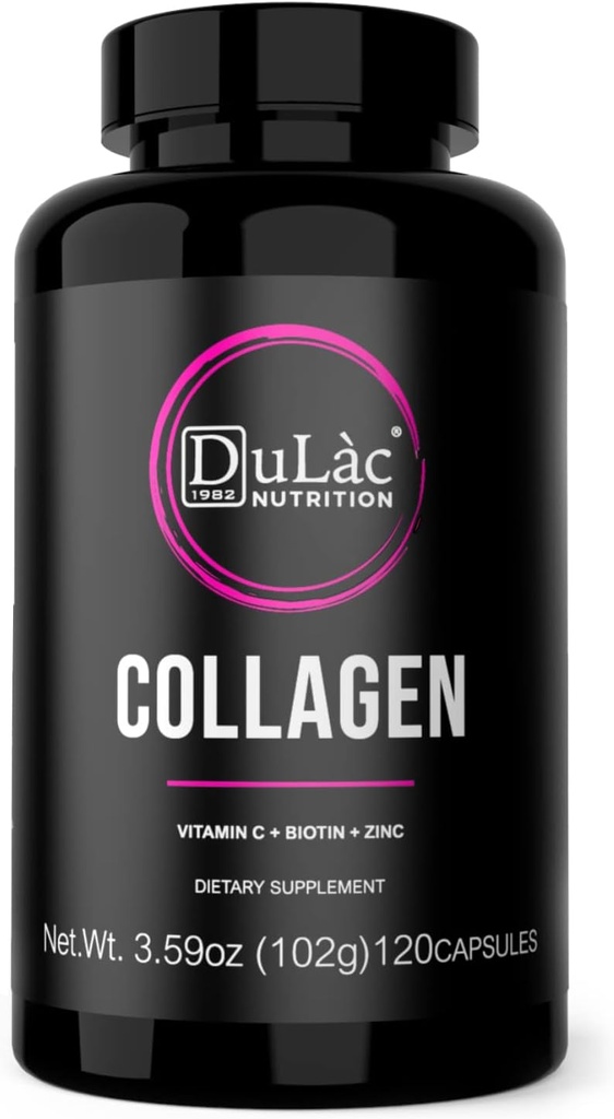 Dulàc - Collagen Pills + Hyaluronic Asit, İtalya'da Yapıldı, 120 Collagen ve Hyaluronic Asit, Biotin, çinko, Selenium - Skin, Ortaklar, Bones