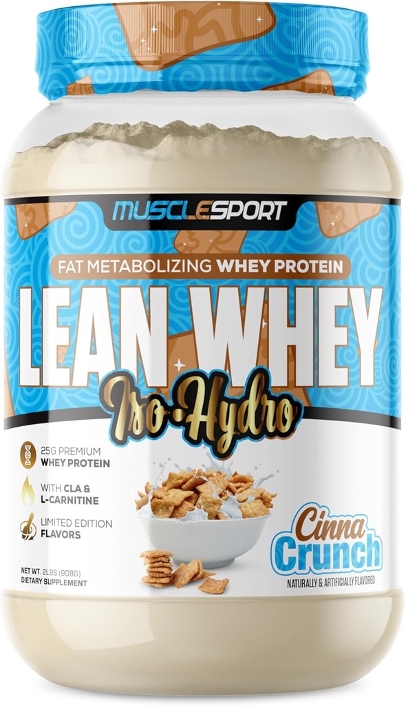 Kassport Lean Whey RevolutionTM Protein Toz - Whey proteini - Low Calorie, Low Carb, Low Fat, İnanılmaz Flavors - Scoop için 25g Protein - 2lb Cinna Crunchch