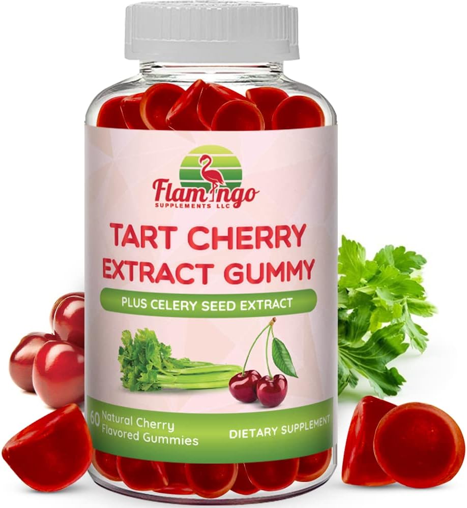 Tart Cherry Gummies (2000mg) with Celery Extract (400mg)- Sleep, and Joints- Tart Cherry Extract Alterative to Tart Cherry Juice Concentrate, Capsules, or Powders - 60 Count