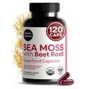 Atlantic Naturals Sea Moss with Beet Root Capses - Premium Quality Multivitamin Supplement - Sea Moss Superfood to Support Immune Health, Blood Flow, Joint Health & Athletic Performance - 120 ct