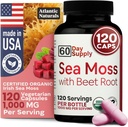 Atlantic Naturals Sea Moss, Beet Root Capsules - Premium Quality Multivitamin Supplement - Sea Moss Superfood to Support Immune Health, Blood Flow, Joint Health & Athletic Performance - 120 ctt