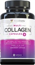 Kadınlar için Multi Collagen Capsule Capsules - Tip I II III V & X Plus Vitamin C & Hyaluronic Asit for Beautiful Hair Skin and Nails - 30 Servisler