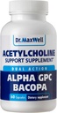 Acetylcholine, Alpha GPC Choline 600 mg + Bacopa, Her Yalnız Daha İyi. Daha Güvenilir Acetylcholine (Depres Memory & Learning) Tamam, 60 Capsules
