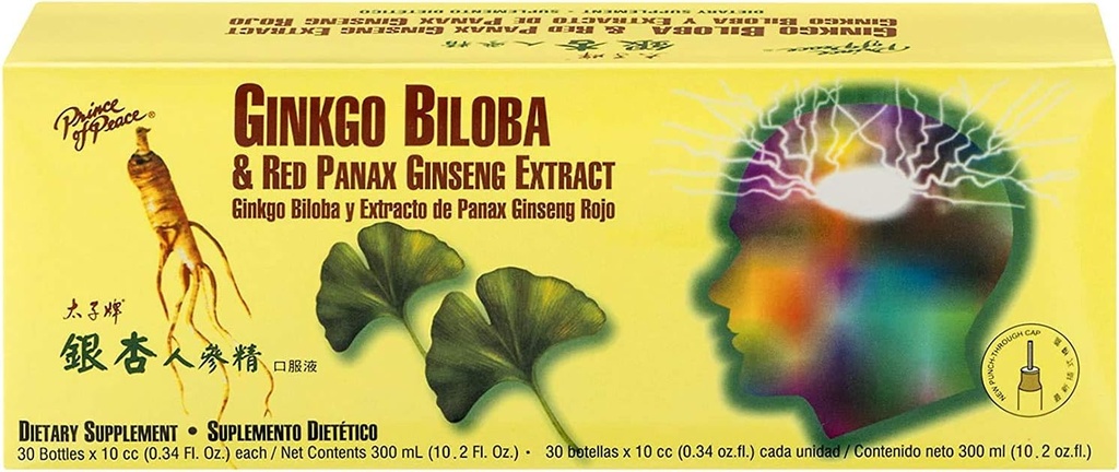 Barış Prensi Ginkgo Biloba ve Red Panax Ginsengi,30 şişeler 0.34 oz