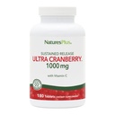 Natures Plus Ultra Cranberry 1000, Παρατεταμένη Κυκλοφορία - 1000 mg - Φυσικό Cranberry με Βιταμίνη C - Προάγει την Ουρολογική Φυλλαδική Υγεία - 180 Vegetarian Tablets (90 Services)