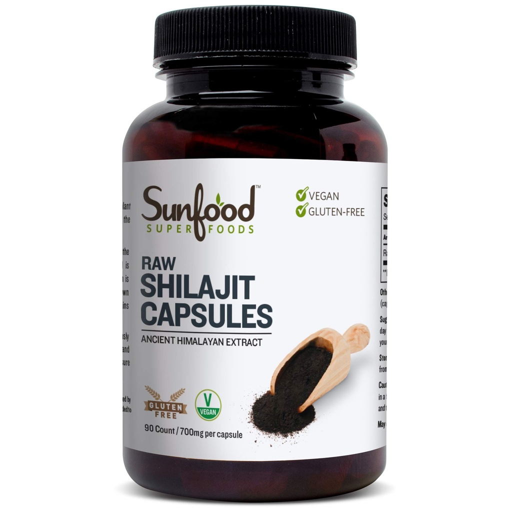 Sunfood Superfoods Shilajit Capsules - Pure Shilajit Wear for Women & Men, Antik Himalayalar Fulvic Acid, Minerals, Shilajit Toz Pills - 90 Capsules