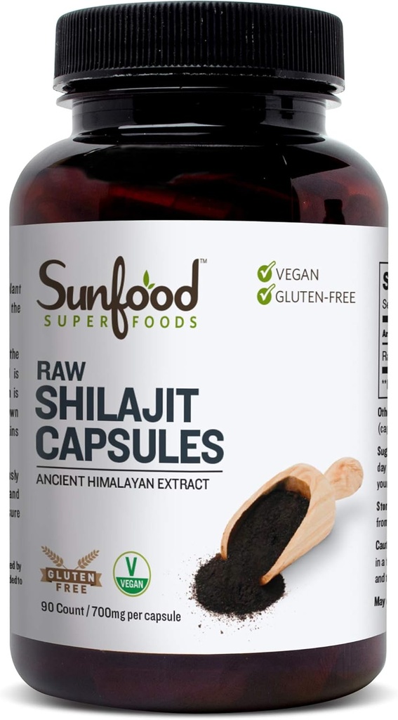 Sunfood Superfoods Shilajit Capsules - Pure Shilajit Wear for Women & Men, Antik Himalayalar Fulvic Acid, Minerals, Shilajit Toz Pills - 90 Capsules