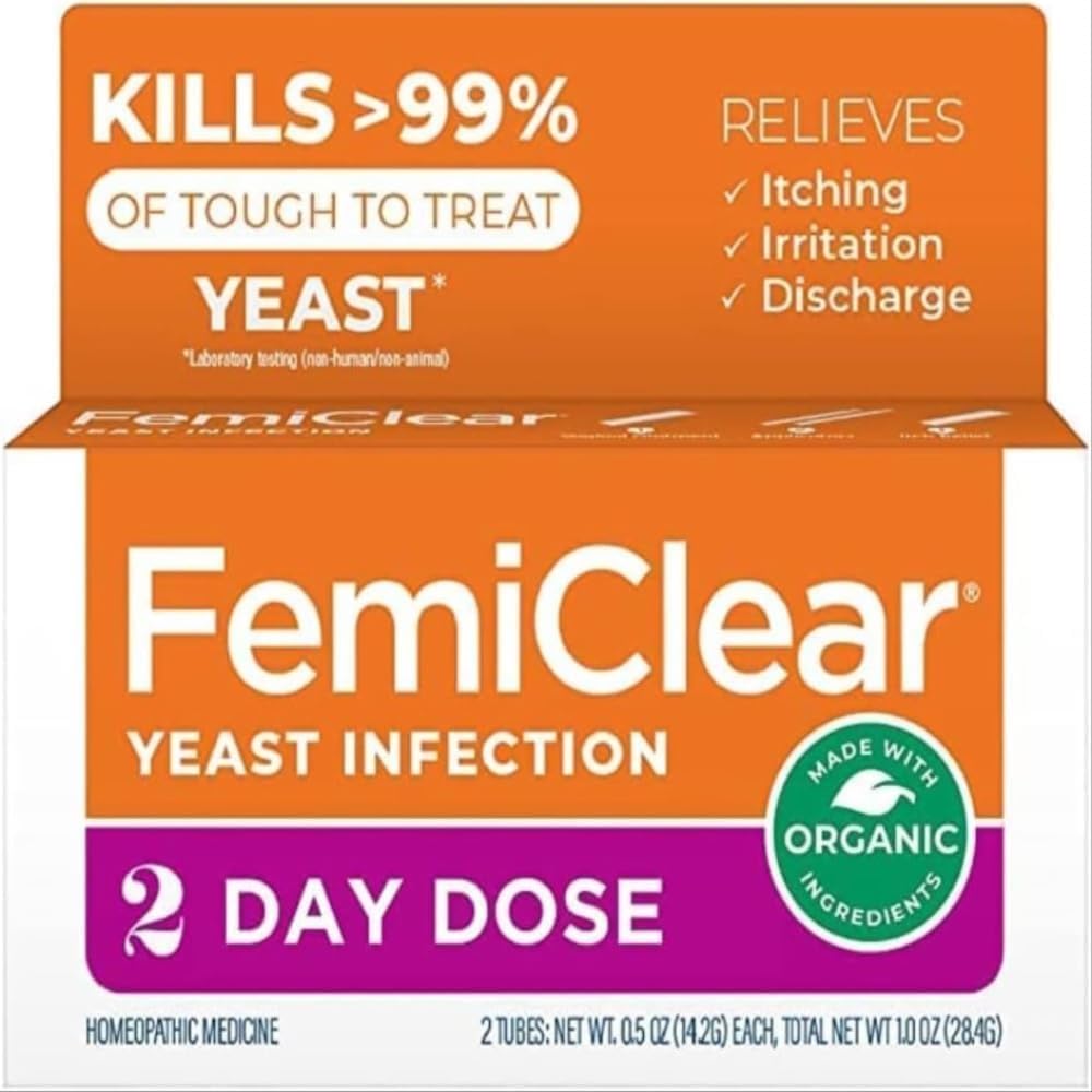 FemiClear 2Day Dose Yeast Enfeksiyon ve Itch Control Ointment, Moderate to Intense Belirtileri için, Made with All- Natural and Organic Materialss, Plus Dış Anti-Itch Ointment for Soothing Care
