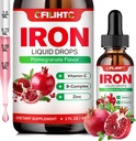Kadınlar için sıvı Demir Supplement & Çocuklar için Multivitamin Demir Drops, Folate, C, B6, B12, Anemi için çinko, Iron Deficiency, Blood Builder, Energy - Natural Pomegranate Flavor, Vegan 2 Fl Oz