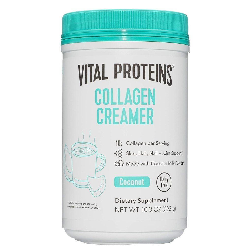 Vital Proteins Collagen Coffee Creamer, Non Dairy & Low Sugar Toz with Collagen. Supplement - Energy-Boosting MCTs - Coconut 10.3oz