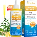 Sea Moss & Ashwagandha Root Drops - 10X Güçlü Seamoss & Ashwagandha for Women & Men, Sea Moss Drops for Mood, Immunity, Digestive, Energy, Skin, Hair Common(Lemon Flavour - 80 hizmet
