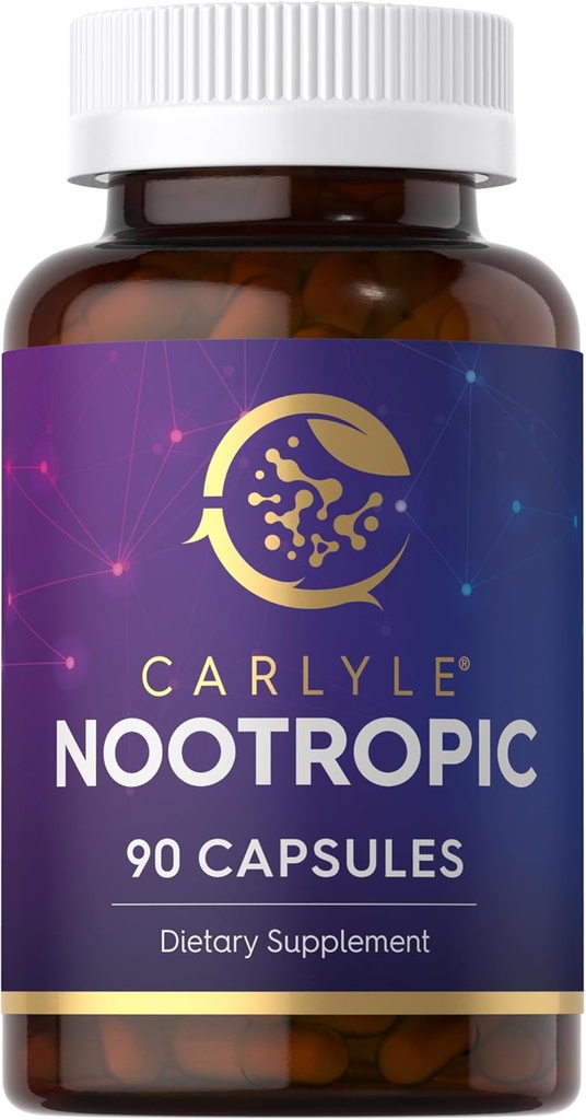 Carlyle Nootropic Supplement | 90 Capsules | B12, Guarana & More | Non-GMO & Gluten Free
