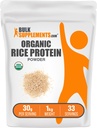 BulkSupplements.com Organik Rice Protein Toz - Vegan Plant proteini, Unflavored - Vegan & Gluten Free, 30g per Service, 1kg (2.2 lbs) (Pack of 1)