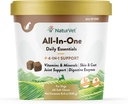 NaturVet All-in-One Dog Supplement - Ortak Destek için, Digestion, Skin, Coat Care – Dog Multivitamins with Minerals, Omega-3, 6, 9 – Buğday-Free Vitamins for Dogs – 60 Soft Chewss