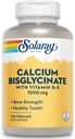 Solarayuba Bisglycinate 1000 mg with Vitamin D-3, Chelated Food Supplement for Bone Strength andhealth Teeth Support, Geliştirilmiş Abhidrorpsiyon ve Digest, 30 Hizmet, 120 VegCaps