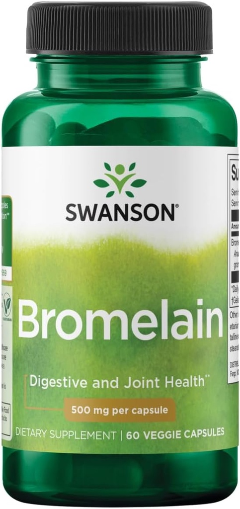Swanson maksimum Güçlü Bromelain 1200 Gdu 500 Milligram 60 Veg Capsules Enzyme