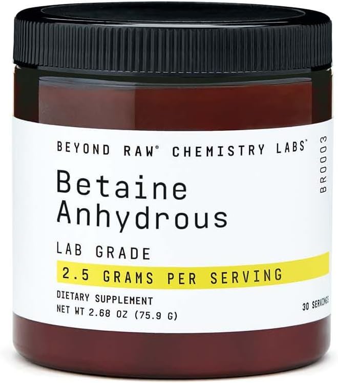 BEYOND RAW Chemistry Labs Betaine Anhidrus Toz | Normal Hücre Büyüme, Sağlıklı Cardiovasüler Sistem ve Canlı Sağlık | 30 Hizmet