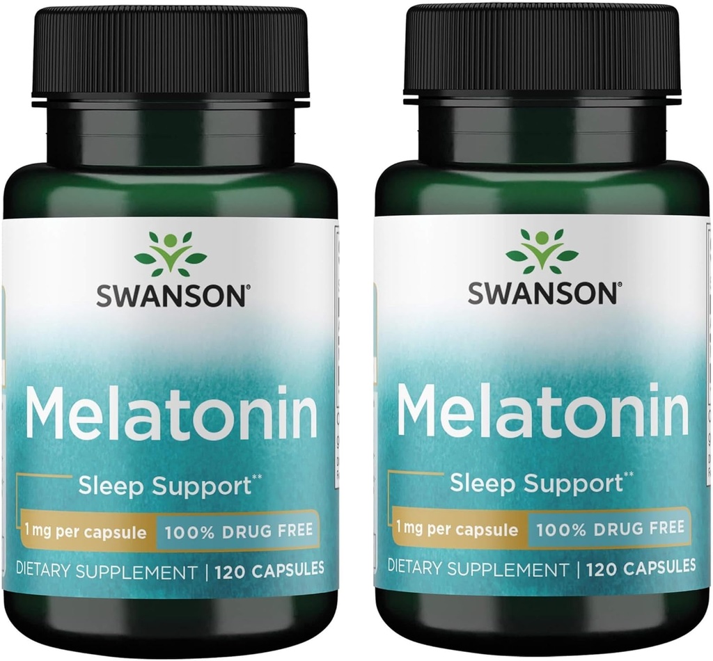 Swanson Melatonin - Herbal Supplement - Uyku ve Rahatlama - 120 Capsules, 1mg Her (2 Pack)