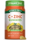 Nature's Truth Vitamin C Gummies with Çinko for Yetişkinler | 60 sayı | Immune Support | Vegan, Non GMO & Gluten Free Supplement Supplement