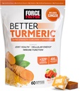 FORCE FACTOR Better Turmeric Supplement 400mg with Black Pepper & Ginger, Ekstra Güçlü Ortak Destek, Üstün Aborpsiyon, Turmeric Gummies, Meyve Yolu, 60 Turmeric Chews