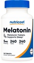 Nutricost Melatonin 5 mg, 240 Tabletler - 5 mg Arada, Non-GMO, Gluten Free Free