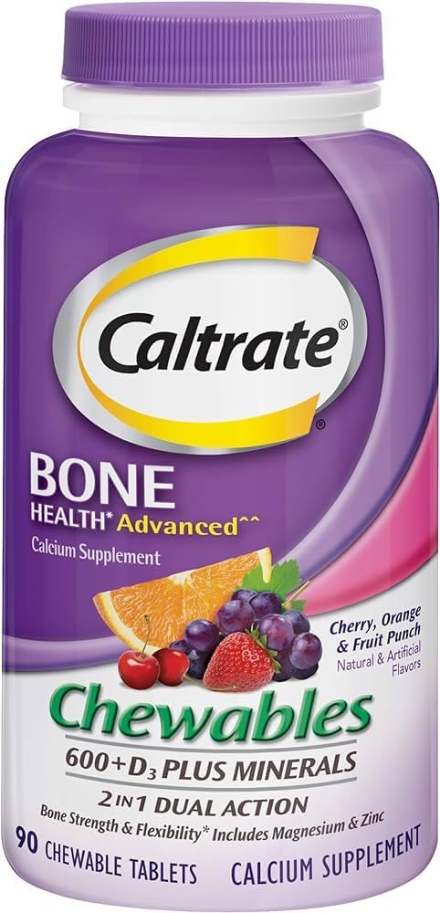Caltrate Calcium & Vitamin D3 Supplement 600+D3 Plus Minerals Chewable Tablet,90 Count (Pack of 2)