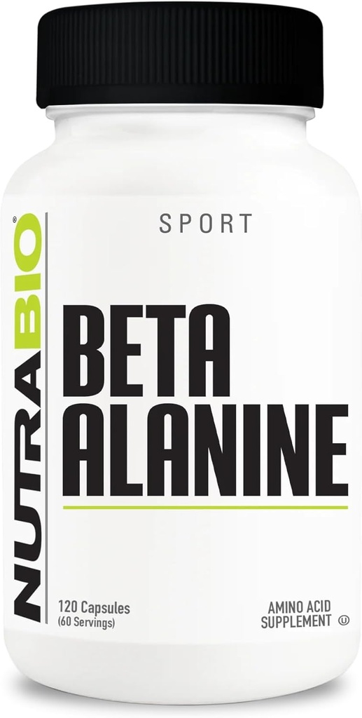 NutraBio Beta-Alanine Supplement, 800 mg - Buffer Laktik Asit, Kas Fatigue ve Soreness, 120 Capsules