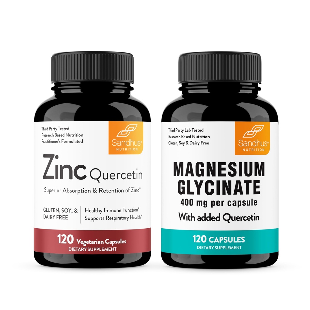 Sandhu'nun çinko Quercetin & Magnezyum Glycinate Kompleksi ile Quercetin Capsules | Supports Immune, Muscle Health & Quality Sleep
