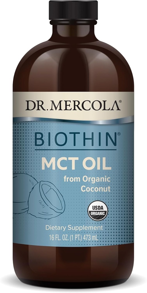Δρ. Mercola Biothin Organic MCT Oil, περίπου 31 υπηρεσίες (16 Fl. Oz.), μη ΓΤΟ, χωρίς γλουτένη, χωρίς σόγια και USDA Organic