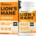 50X Strength Potency Brain Supplements for Memory and Focus - 1400mg Lions Mane Supplement Capsules | Natural Nootropics Brain Supplement for Cognitive, Clarity, Concentration & Energy - 60 Capsules