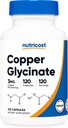 Nutricost Copper Glycinate Capsules (120 Capsules, 3MG Bakır) - GMO, Vegan