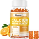 Calcium Magnesium Zinc Gummies with Vitamin D3 & K2 - High Potency Enhanced Absorption -60 Orange Gummies Flavored