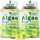 Omega 3 Gummies 2200mg from Algae Oil (DHA 640mg & EPA 290mg) for Women & Men, Vegan Omega 3 Fish Oil Alternative, w/CoQ10, Astaxanthin, Vitamin A, E, D3 for Brain, Eye, Antioxidant,Sugar Free 2Packs