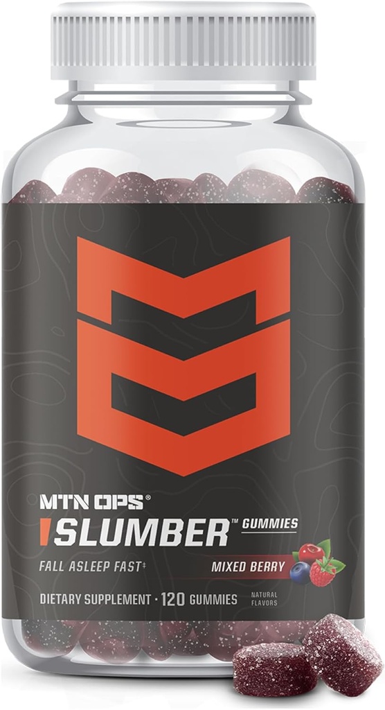 MTN OPS Slumber Sleep Gummies – 60 Hizmet, Tart Cherry 1000 mg, Melatonin 2.5 mg, Chamomile, Natural Flavors, Made in USA, Karma Berry, Nighttime Sleep Aid